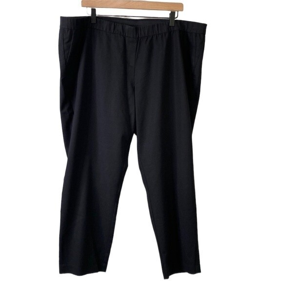 J Jill Women's Black Pull On Cropped Pants Elastic High Waist Stretch Straight - Picture 2 of 13